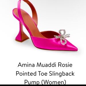 Amina Muaddi Rosie
Pointed Toe Slingback
Satin Pumps